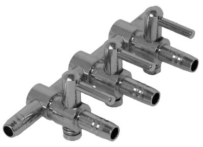 3-fach Edelstahl-Luftverteiler mit 4 mm Eingang